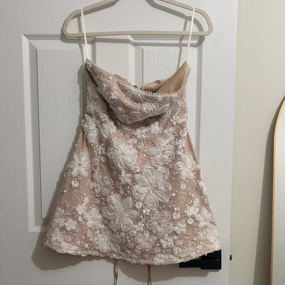 NEW strapless floral sequin dress